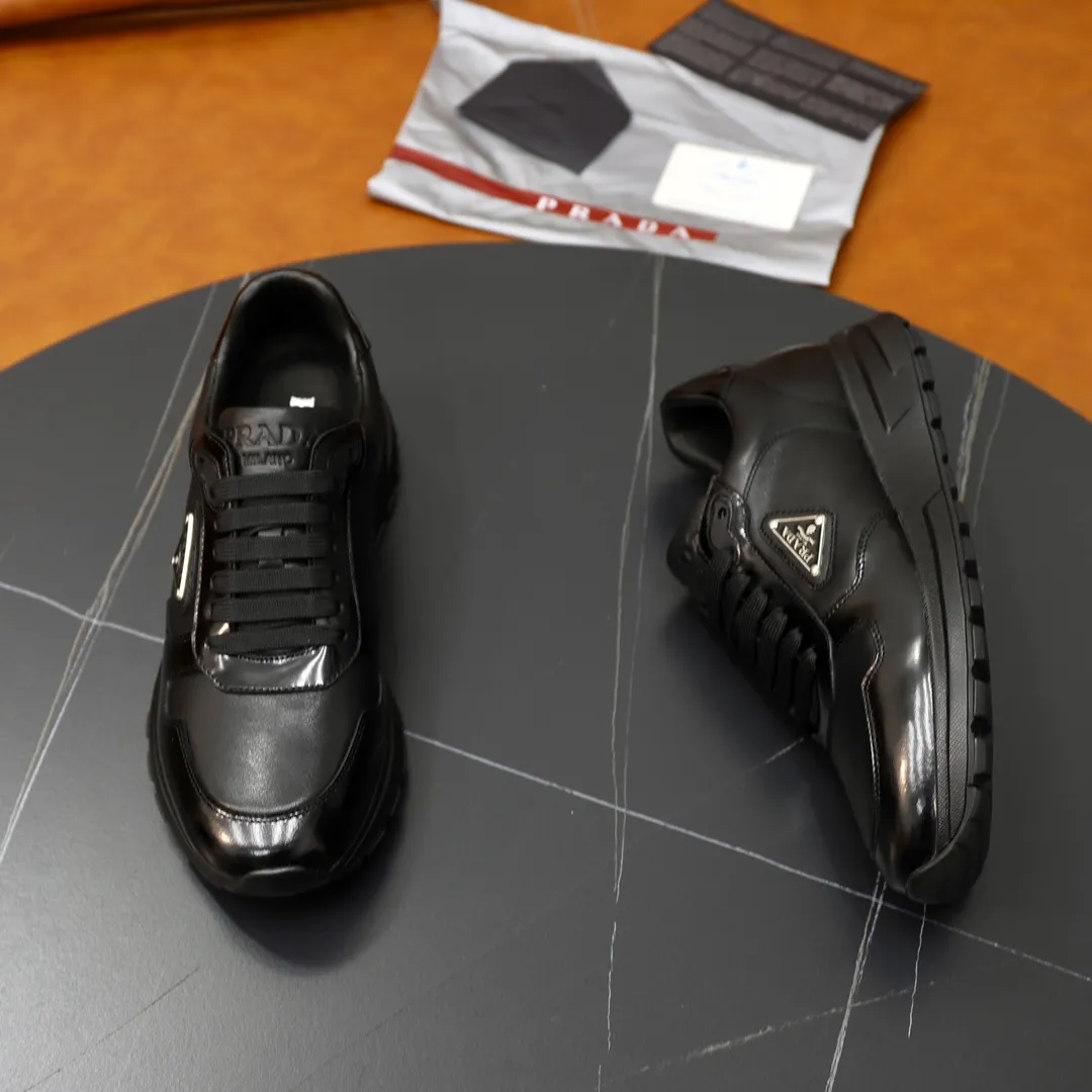 Men's shoes 💰600💰🙅‍♂️🙅‍♂️🙅‍♂️ [PRADA] Prada - High-end quality original order - Upper: Nappa calfskin, tumbled calfskin spliced stretch cloth surface, tongue high frequency brand logo - Lining: water-dyed cowhide - Outsole: ultra-light TPU foam rubber; two-color molded outsole -Ultra-high quality control and fine workmanship: outstanding (high-end, extravagance, grade) -Size: 38-44 (45 can be customized)